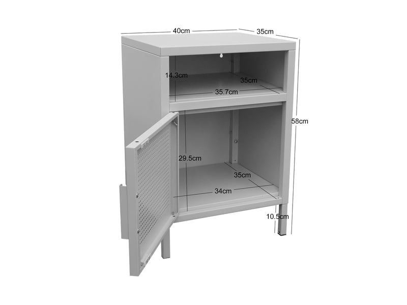  Nordlys - table de chevet nuit appoint 1 porte en métal avec rangement metal terracotta  - Conforama E