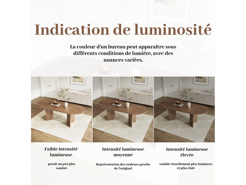  Table à manger extensible 140-180 x 90 cm, 6-8 personnes, angles arrondis, plateau épais, finition noyer Jamama eleni - Conforama R