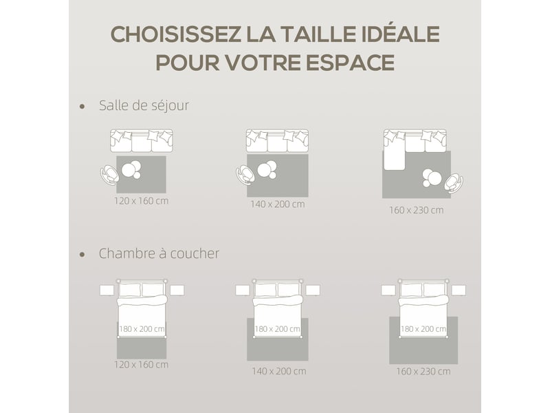  Tapis de salon 230 x 160 x 1,7 cm moelleux antidérapant bord renforcé moderne épuré ambiance cosy en polyester crème 21_0003687  - Conforama D