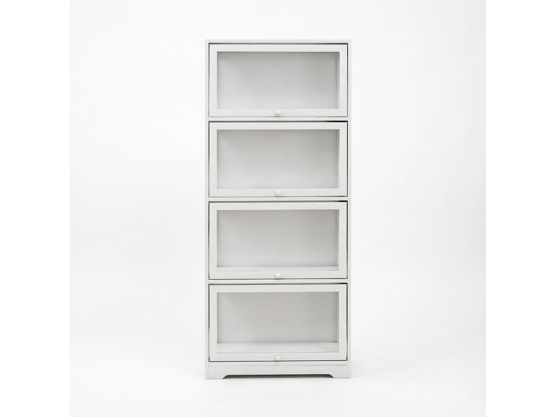  Vitrine tcqpz 59 x 30 x 139 cm à 4 compartiments avec panneaux en acrylique mdf blanc  - Conforama A