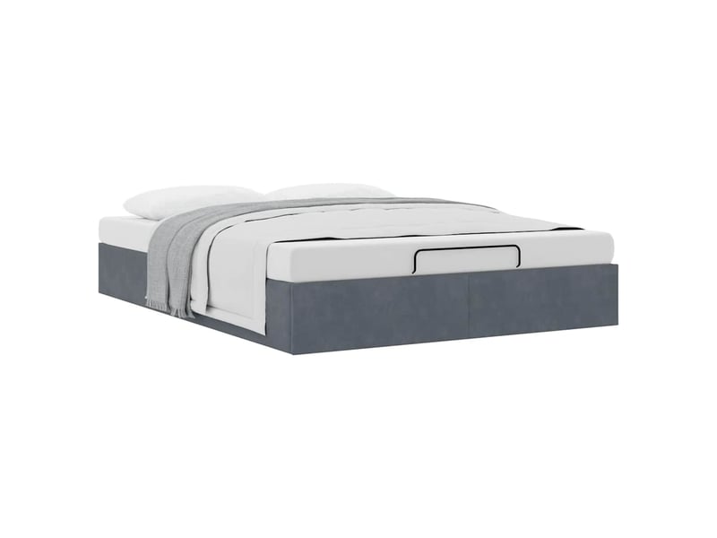  Lit double- lit adulte -  cadre de lit ottoman sans matelas gris foncé 140x190 cm velours  - Conforama D
