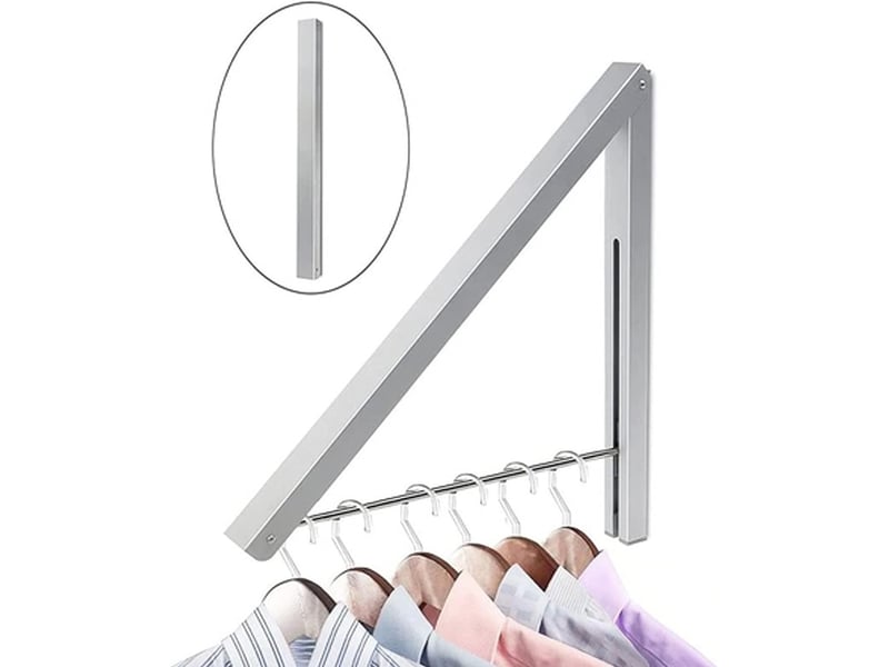Porte-manteau mural pliable en alliage d'aluminium, séchage invisible et peu encombrant, argenté, lot de 2, gris - Conforama D