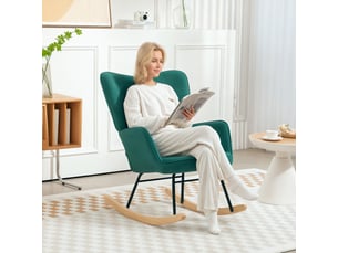 Fauteuil à bascule rocking chair revêtement en velous structure en acier vert 71 x 98 x 101 cm