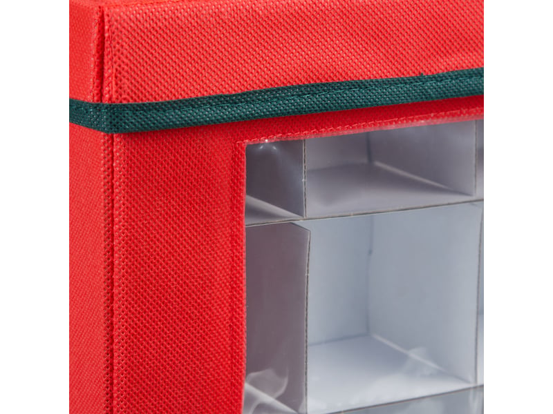  Boîte de rangement spacieuse pour boules de noël 30 x 30 x 60 cm avec séparateurs ajustables en tissu rouge 13_0016201  - Conforama C
