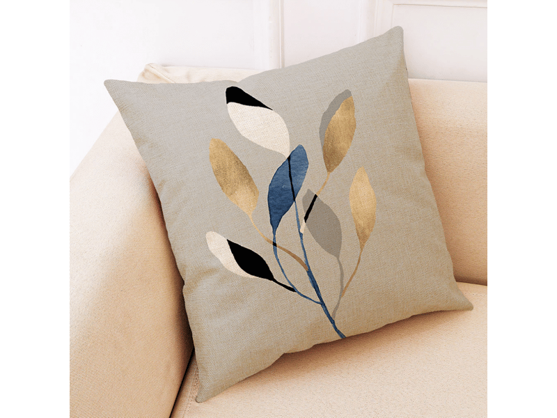  Lot de 4 housses de coussin décoratives en forme de feuille 45 cm x 45 cm gris 45 x 45 cm housses de coussin carrées en polyester doux pour salon, ca  - Conforama C