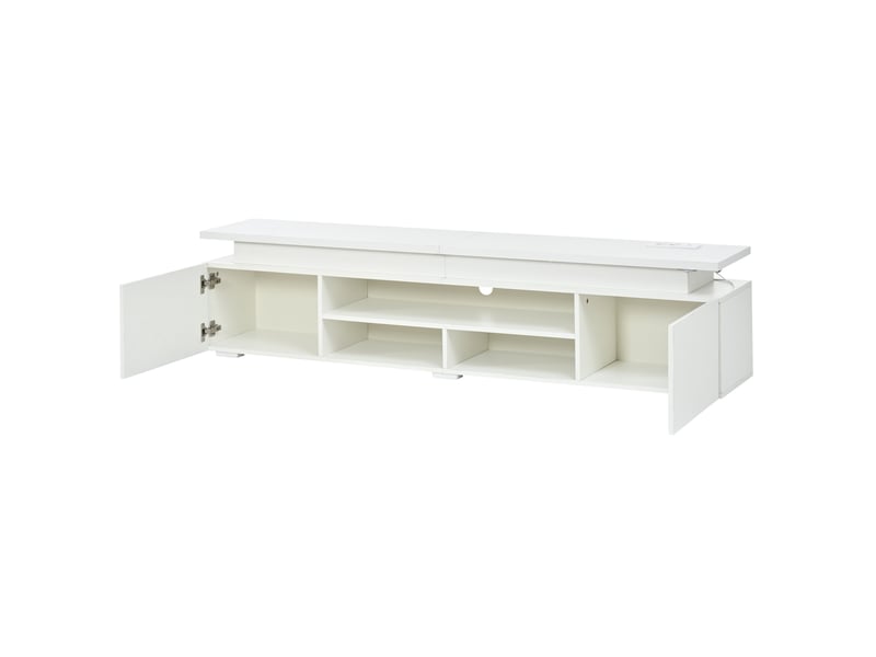  Meuble tv led 180x35x42 cm - 2 portes et niches ouvertes - mdf blanc  - Conforama R