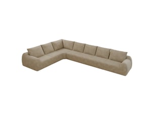 Canapé d'angle compressé réversible fixe <strong>KORFEE</strong> <strong></strong> 7 places Tissu kaki