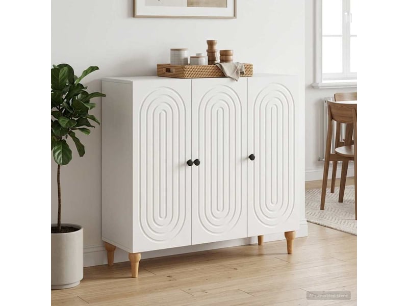  Buffet - bahut - meuble de rangement blanc brillant 89 x 34,5 x 80 cm bois d'ingénierie  - Conforama B