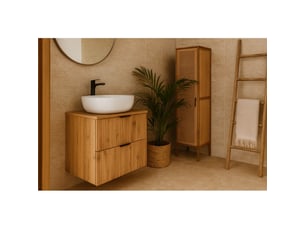 Ensemble de salle de bain noxera 60 cm – chêne wotan – meuble sous vasque avec plan pour vasque et vasque