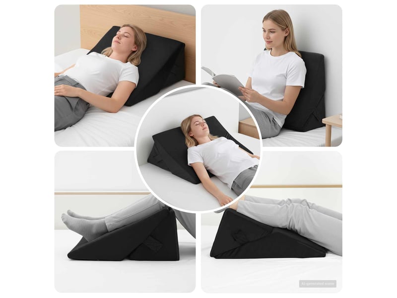 Coussin en coin noir 55 x 55 x 26 cm mousse à mémoire de forme cf56454  - Conforama B