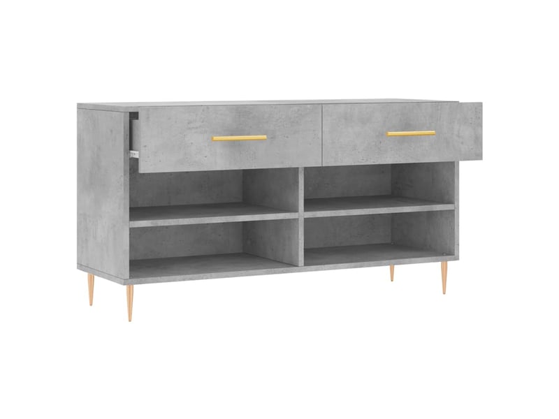  Banc à chaussures, meuble à chaussures gris béton 102x35x55 cm bois d'ingénierie shl3704  - Conforama E