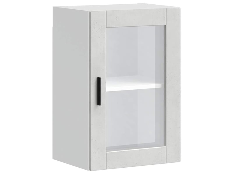  Meuble de rangement, armoire murale de cuisine avec porte en verre porto gris béton shl232  - Conforama A