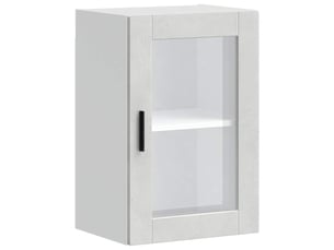 Meuble de rangement, armoire murale de cuisine avec porte en verre porto gris béton shl232