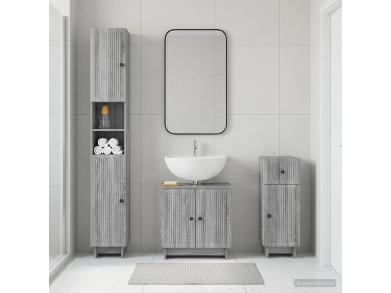 Ensemble de meuble de salle de bain 3 pièces ede sonoma gris cf63427 - Conforama B