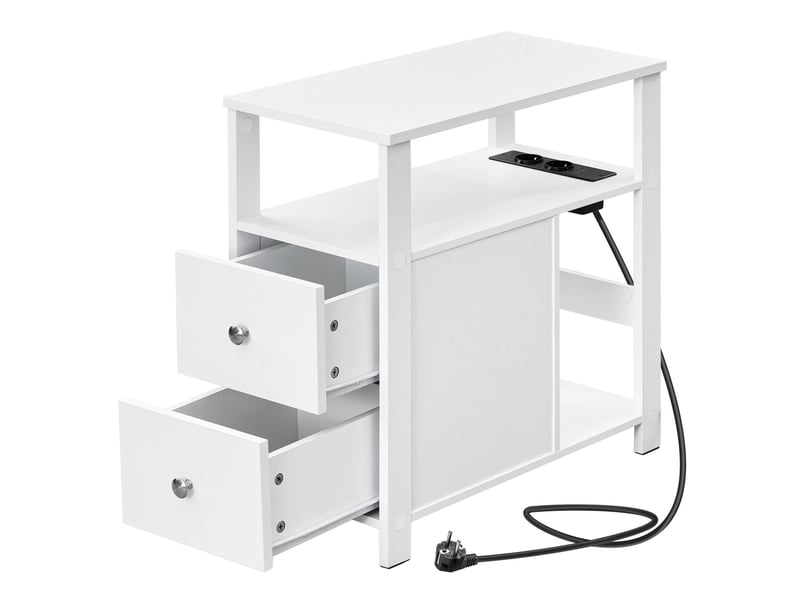  Table d'appoint avec prise et ports usb en mdf blanc 60x30x60 cm  - Conforama A