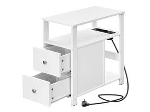 Table d'appoint avec prise et ports usb en mdf blanc 60x30x60 cm