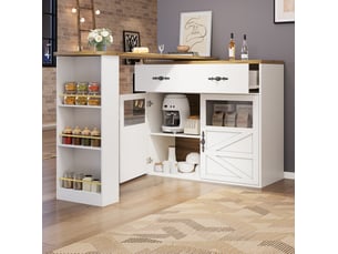 Table de bar extensible modenvie 138-204 x 39 x 104 cm pivotante avec rangement en mdf blanc