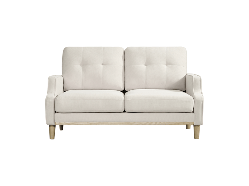  Canapé droit 2 places beige en tissu 135 x 72 x 85 cm avec port usb et pieds en bois pour petit appartement W3423S00002 - Conforama A