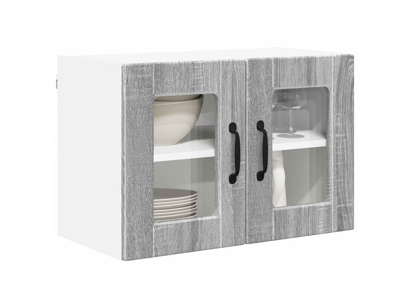  Meuble mural de cuisine, cabinet en verre mural gris sonoma 60x31x40cm  - Conforama C