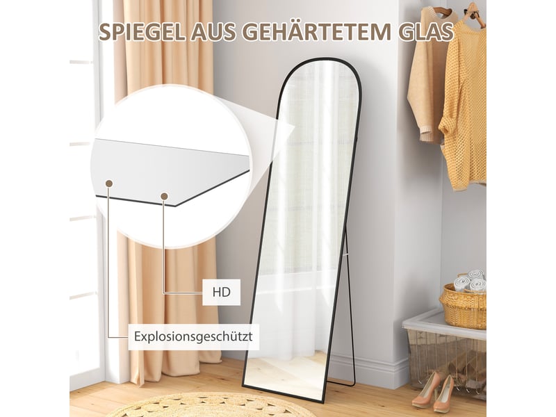 Miroir sur pied plein pied en verre trempé et aluminium noir 50 x 1,5 x 170 cm  - Conforama E