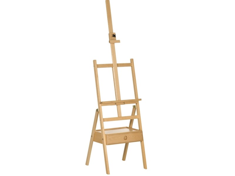 Chevalet d'art réglable 43,5 x 43 x 150-190 cm – bois naturel – tiroir de rangement et format pliable - Conforama A