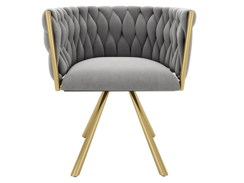  Lot de 6 chaises de salle à manger en velours, doré+gris, chaises pivotantes avec pieds en structure métallique  - Conforama A