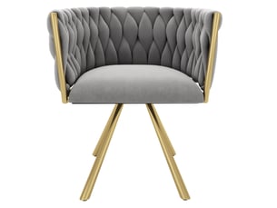 Lot de 6 chaises de salle à manger en velours, doré+gris, chaises pivotantes avec pieds en structure métallique