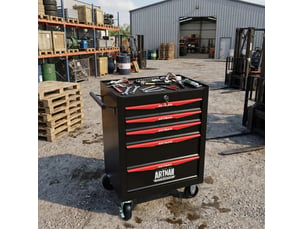 Armoire à outils mobile 60 x 33 x 77,5 cm noir et rouge en acier, 5 tiroirs sur roulettes verrouillables