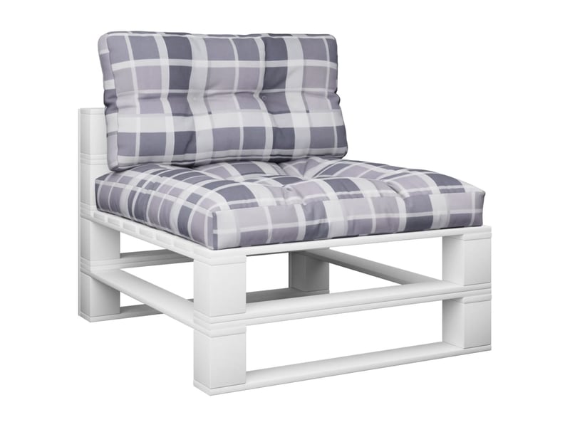  Lot de 2 coussins de palette, coussins de canapé motif à carreaux gris tissu cf59542  - Conforama C