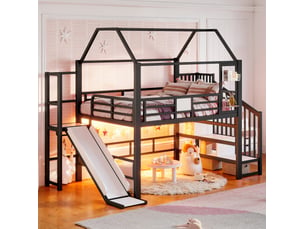 Lit mezzanine 140x200 cm <strong>WISHDOR</strong> <strong></strong> coloris noir
