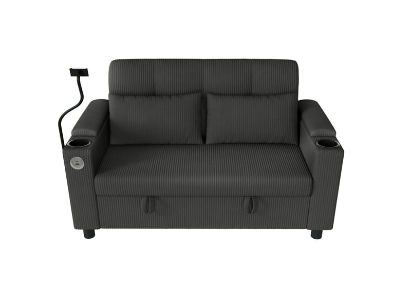  Canapé 2 places avec rangement 136.5x79.5x83.6 cm velours côtelé gris  - Conforama E