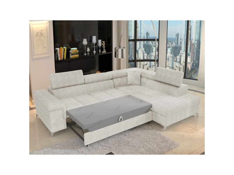  Canapé d'angle convertible palazzo 4 places beige – angle droit avec coffre  - Conforama B