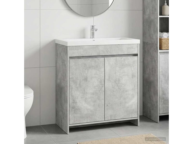  Meuble sous lavabo de salle de bain, commode gris béton shl1807  - Conforama B