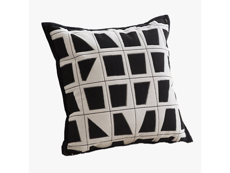  Coussin carré en tissu à motifs blanc et noir 45x45 cm  - Conforama A