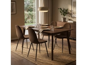 Lot de 4 chaises de salle à manger rembourrées en rotin synthétique vienna - marron