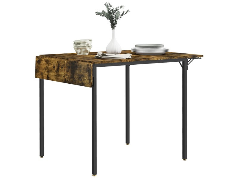  Table de salle à manger avec 2 rabats style industriel, extensible, table à abattant pour 2-4 personnes  - Conforama A