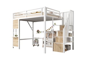 Lit mezzanine 140x200 cm <strong>HAUSS SPOLE</strong> <strong></strong> coloris blanc