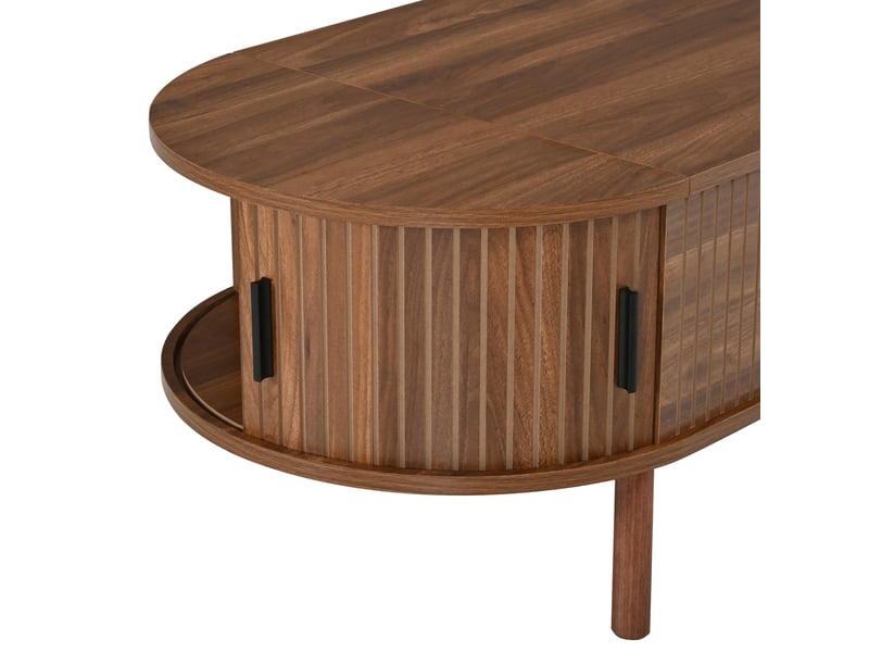  Table basse ovale relevable avec rangement 110x50x53,5 cm mdf coloris noyer  - Conforama R