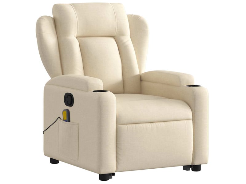  Fauteuil inclinable de massage, fauteuil relax crème tissu shl62057  - Conforama D