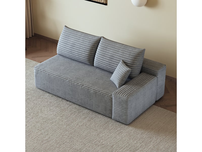 Canapé droit 2 places gris 175 cm - petit canapé confortable pour salon et appartement - Conforama E