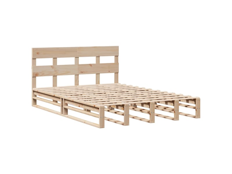 Lit double- lit adulte -  cadre de lit sans matelas 160x200 cm bois massif de pin  - Conforama B