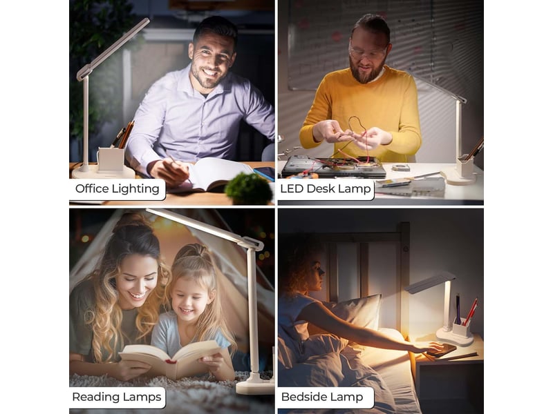  Lampe de bureau led portable et pliable – 3 niveaux de luminosité, 3 couleurs, protection des yeux, tactile  - Conforama D