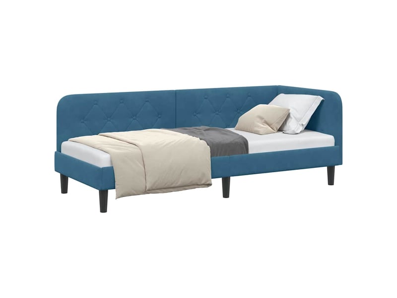 Lit simple- lit adulte - cadre de lit d'angle bleu 80 x 200 cm velours - Conforama B