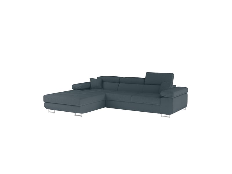  Canapé d'angle convertible amanda bleu vert foncé velours côtelé avec coffre gauche  - Conforama E