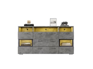 Buffet 2 porte(s)  3 tiroir(s) HAVRYA  - 140 cm coloris gris 