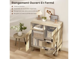 Buffet 2 porte(s)  2 tiroir(s) <strong></strong> <strong></strong> - 80 cm coloris naturel 