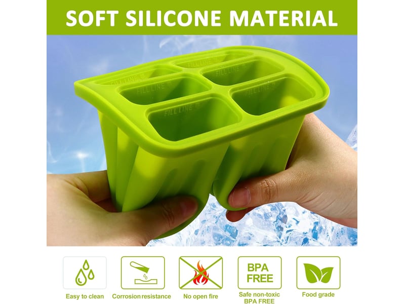  Moules à sucettes glacées, 6 cavités avec bâtons, avec brosse de nettoyage, entonnoir pliable pour enfants, outils de cuisine pour la maison (vert)  - Conforama E