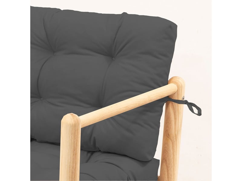  Fauteuil de jardin en bois avec coussins arvek - anthracite  - Conforama C