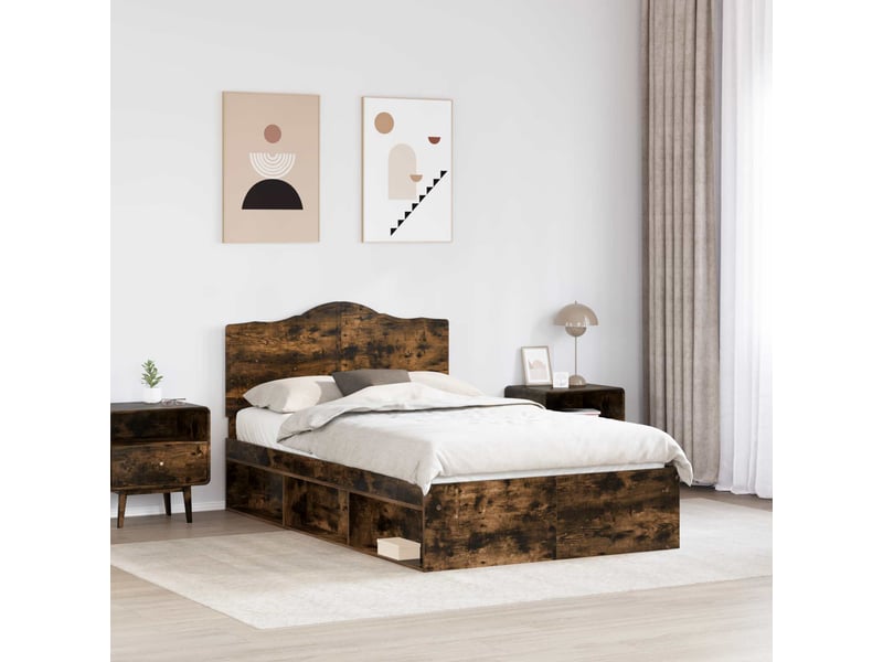  Lit double- lit adulte -  cadre de lit chêne fumé 120 x 200 cm pin massif  - Conforama B
