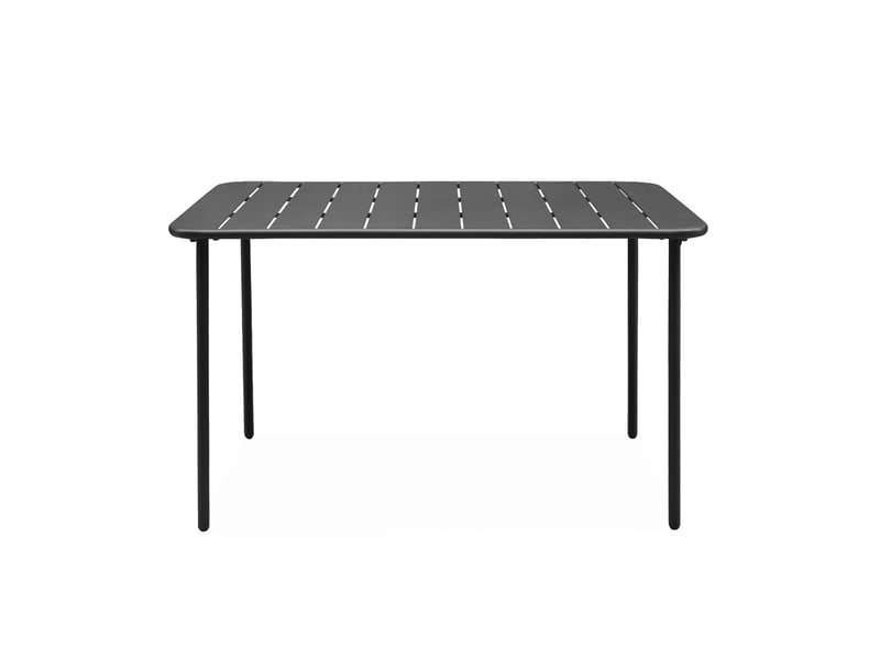 Table de jardin métal 4 places. Anthracite. Amelia. 120x70cm. Traitement antirouille. Lattes et bords arrondis.  - Conforama E